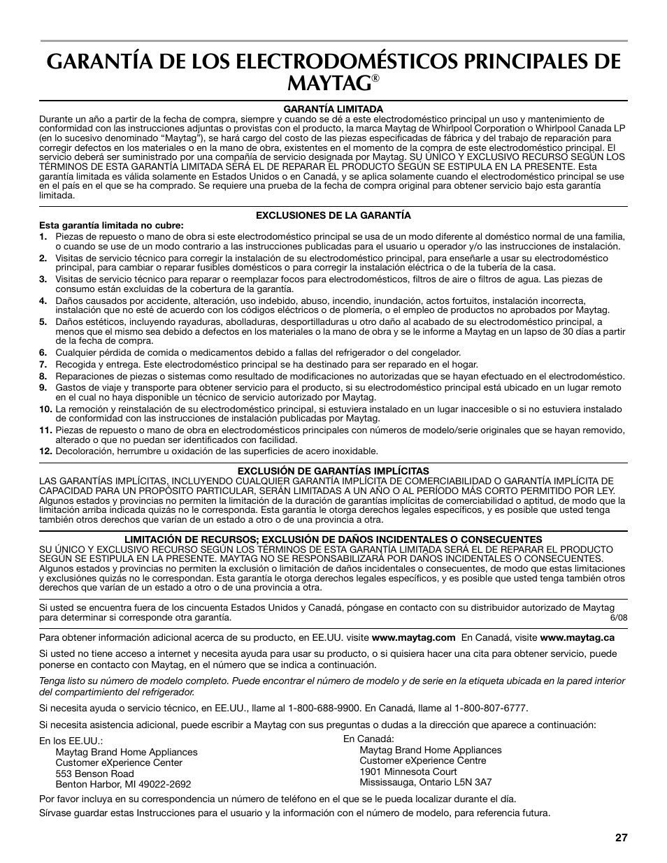 Maytag M8RXEGMXS User Manual | Page 27 / 42