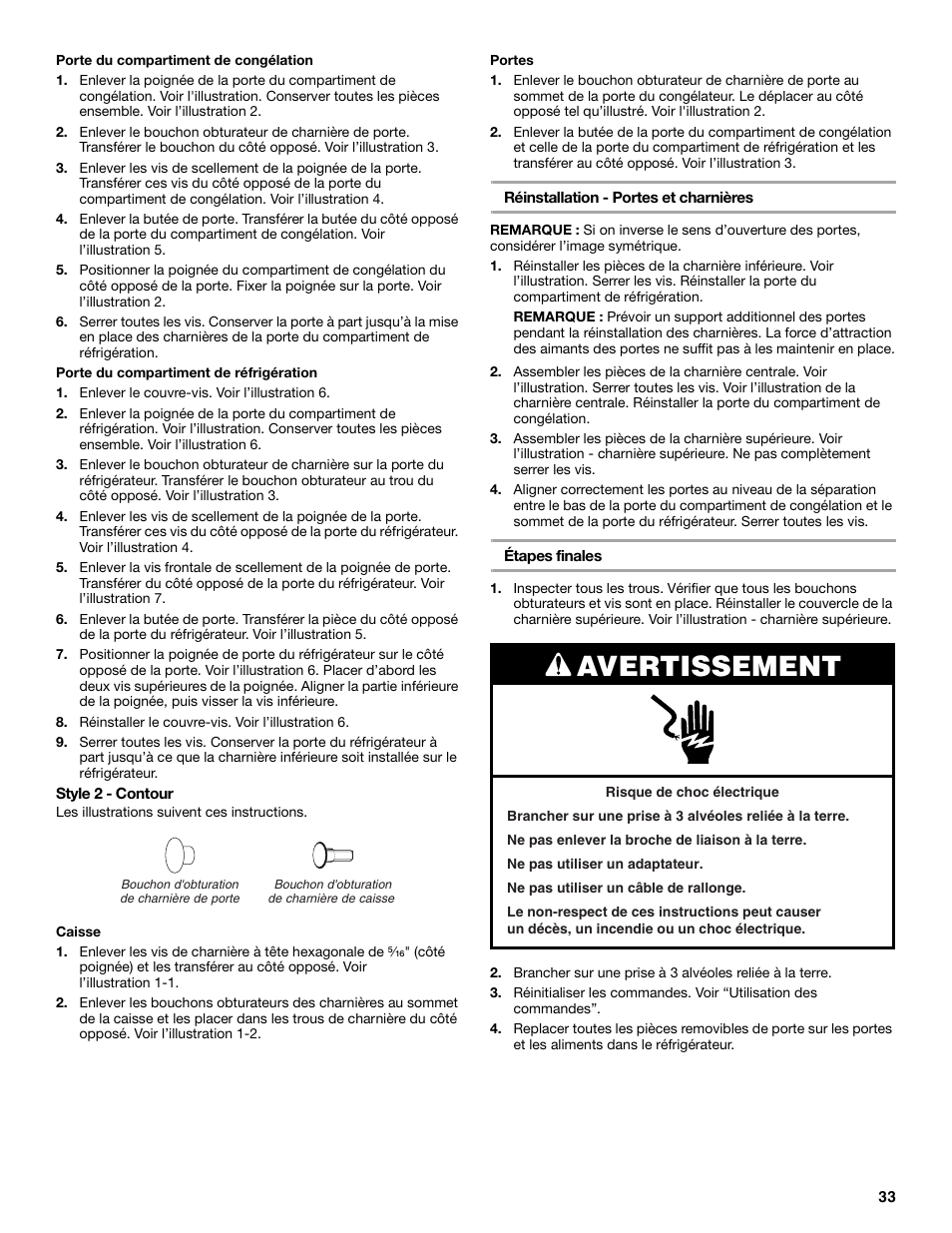 Avertissement | Maytag M8RXEGMXS User Manual | Page 33 / 42