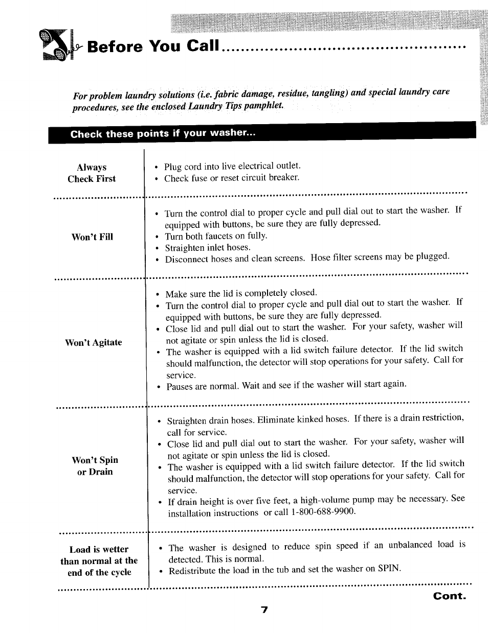 Before you call, Before you call -8 | Maytag MAV5057 User Manual | Page 9 / 11