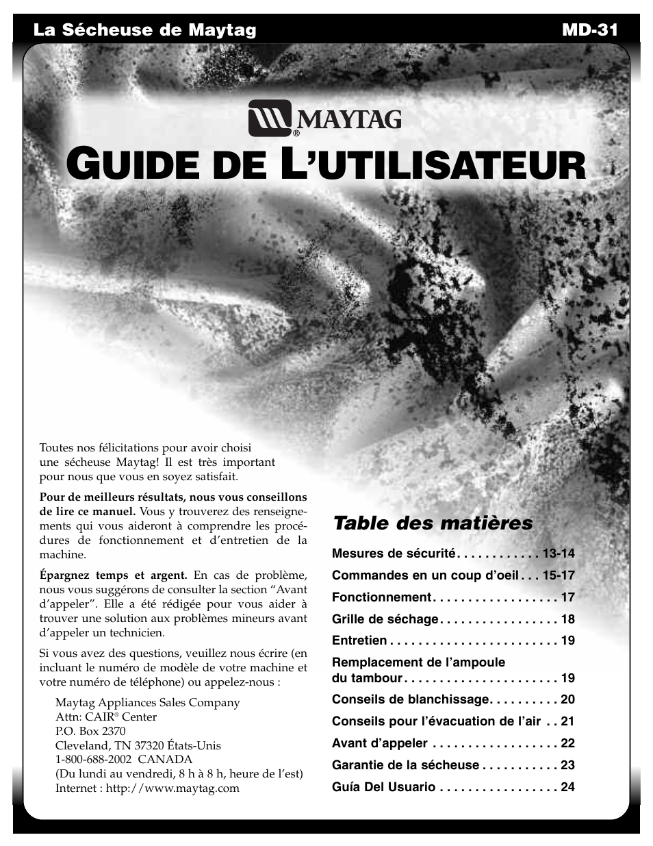 Maytag MD-31 User Manual | Page 13 / 36