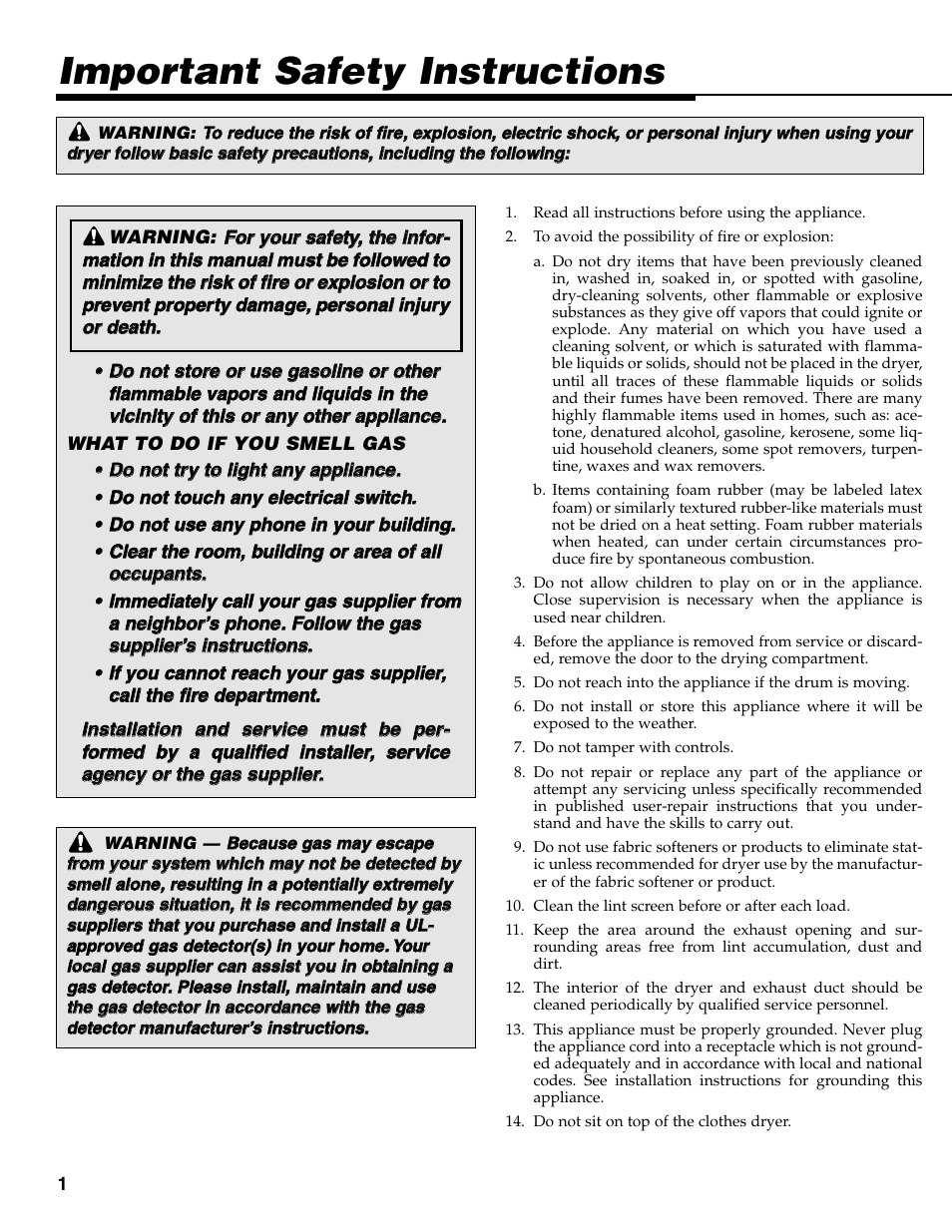 Important safety instructions | Maytag MD-31 User Manual | Page 2 / 36