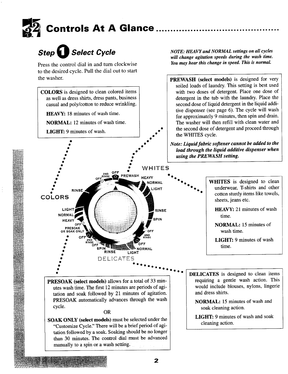 Controls at a glance, Step select cycle, Colors | Controls at a glance -5 | Maytag MAV-5 User Manual | Page 3 / 14