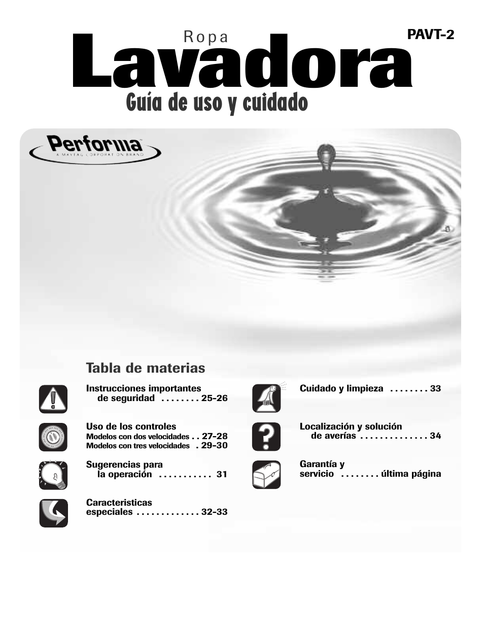 Lavadora, Guía de uso y cuidado, R o p a | Maytag MAV408DAWW User Manual | Page 25 / 36