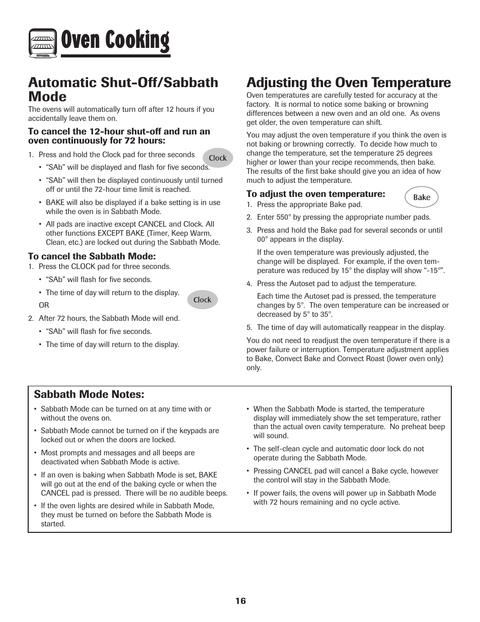 Oven cooking, Automatic shut-off/sabbath mode, Adjusting the oven temperature | Maytag 850 Series User Manual | Page 17 / 88