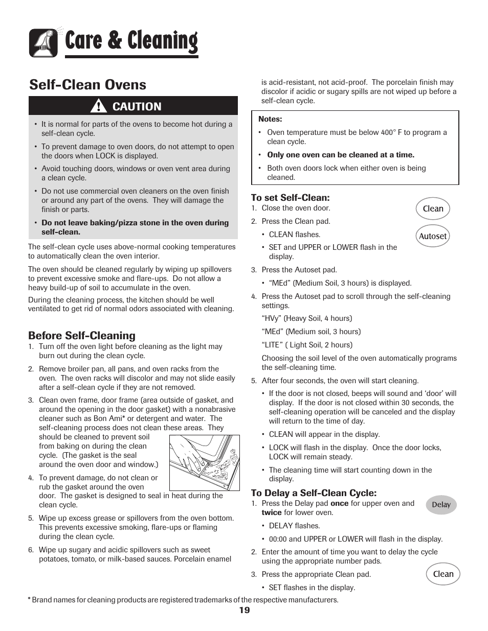 Care & cleaning, Self-clean ovens, Caution | Before self-cleaning | Maytag 850 Series User Manual | Page 20 / 88