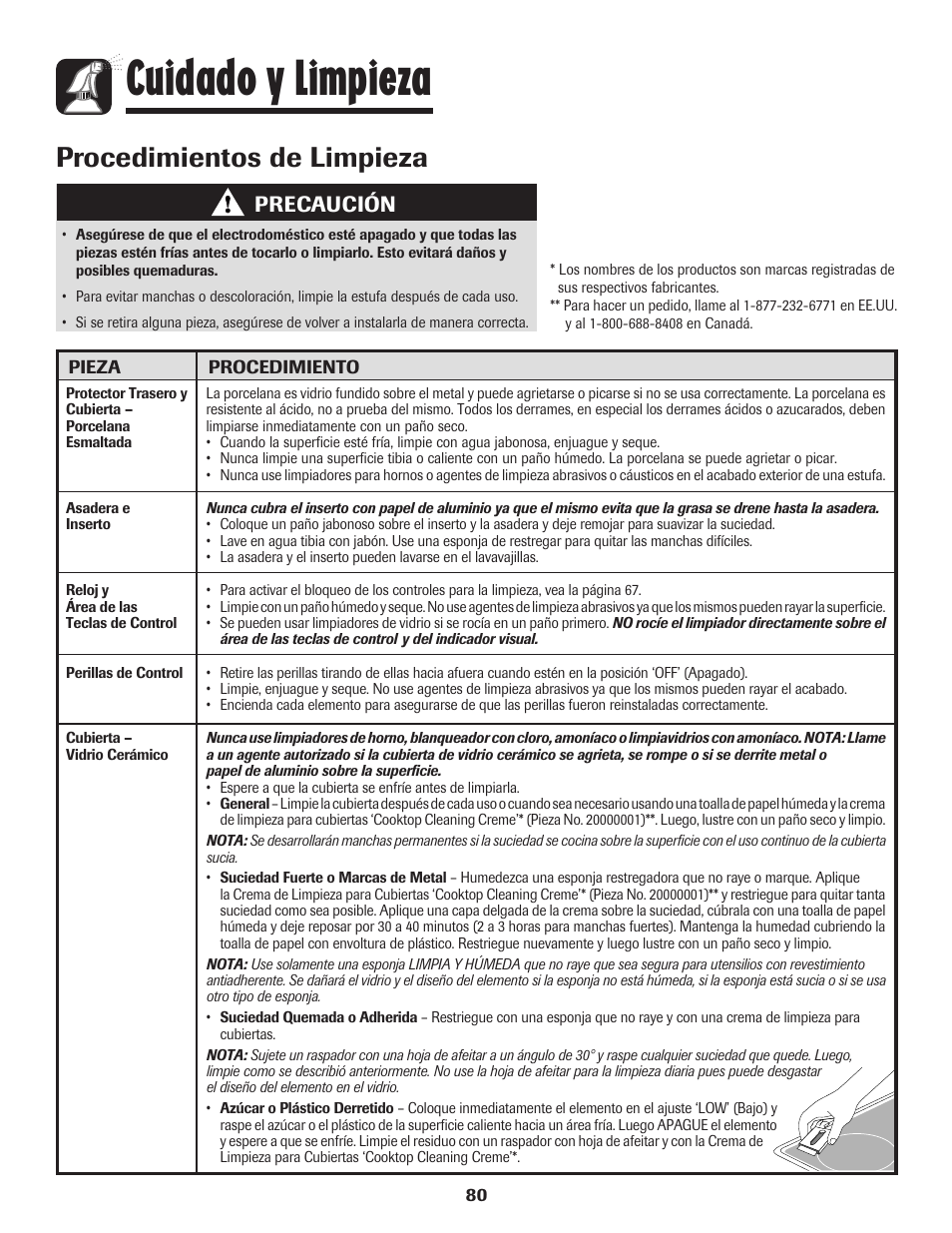 Cuidado y limpieza, Procedimientos de limpieza, Precaución | Maytag 850 Series User Manual | Page 81 / 88