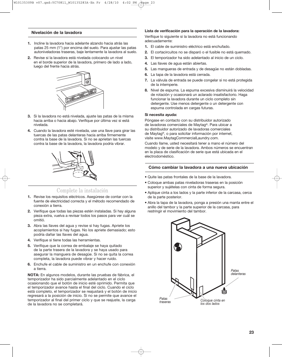 Complete la instalación | Maytag MAT14CS User Manual | Page 23 / 32