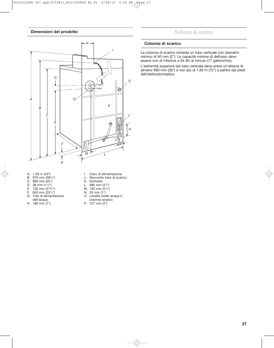 Sistema di scarico | Maytag MAT14CS User Manual | Page 27 / 32