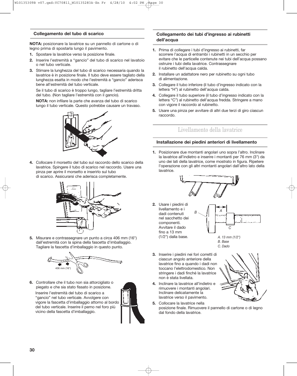 Livellamento della lavatrice | Maytag MAT14CS User Manual | Page 30 / 32