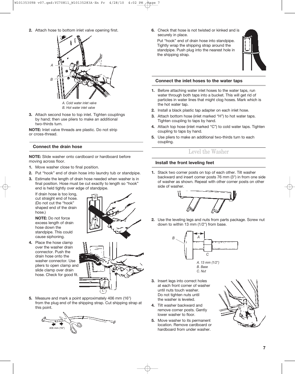 Level the washer | Maytag MAT14CS User Manual | Page 7 / 32
