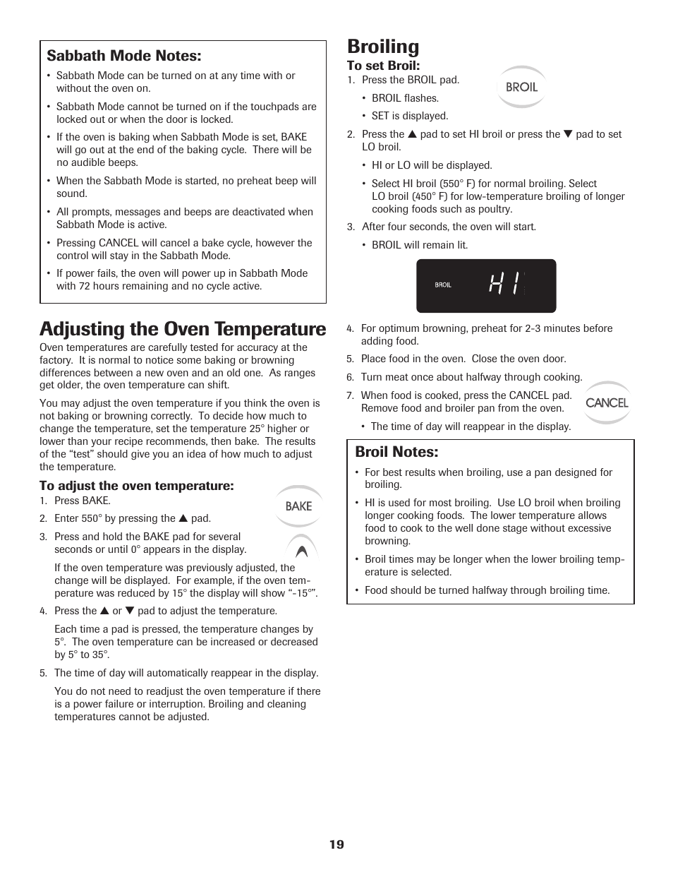 Broiling, Adjusting the oven temperature | Maytag 8113P560-60 User Manual | Page 20 / 72