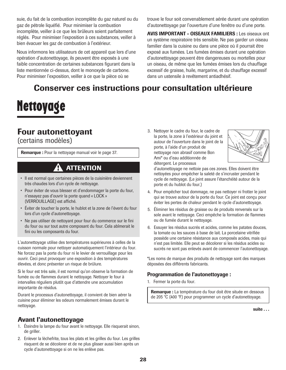 Nettoyage, Four autonettoyant, Certains modèles) | Attention, Avant l’autonettoyage | Maytag 8113P560-60 User Manual | Page 29 / 72
