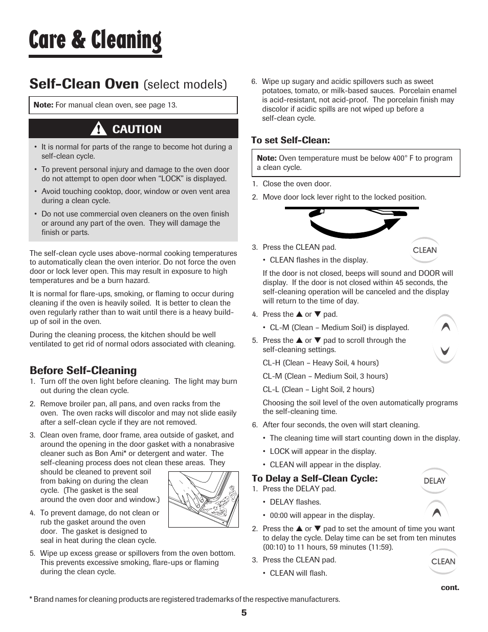 Care & cleaning, Self-clean oven, Select models) | Caution, Before self-cleaning | Maytag 8113P560-60 User Manual | Page 6 / 72