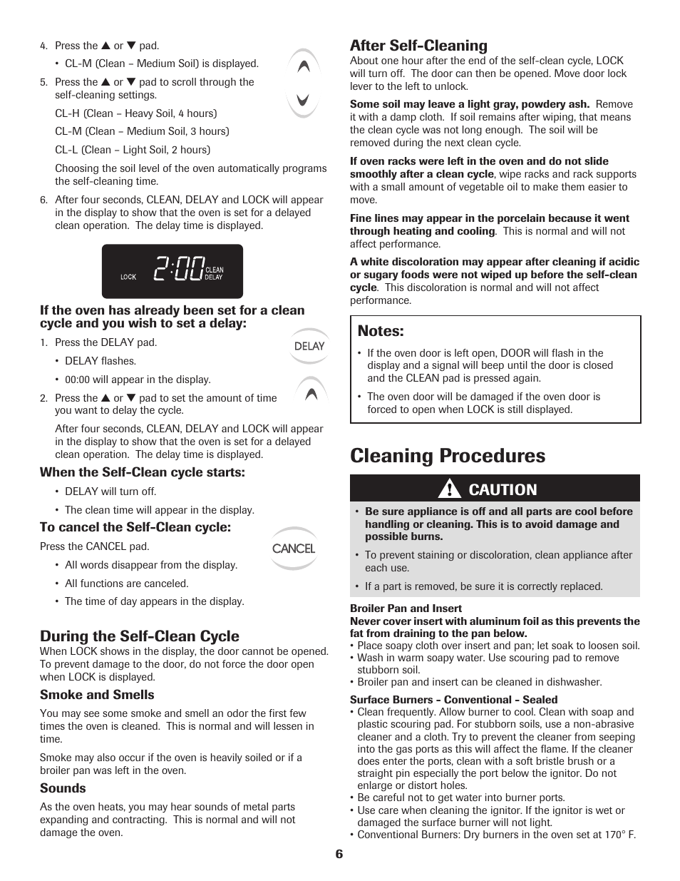 Cleaning procedures, After self-cleaning, During the self-clean cycle | Caution | Maytag 8113P560-60 User Manual | Page 7 / 72