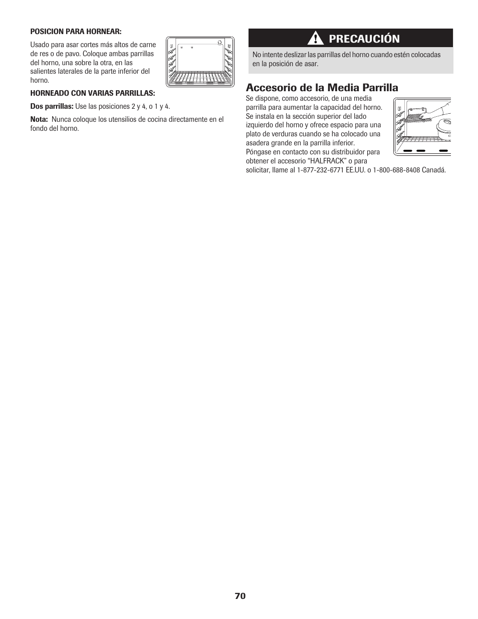 Accesorio de la media parrilla, Precaución | Maytag 8113P560-60 User Manual | Page 71 / 72