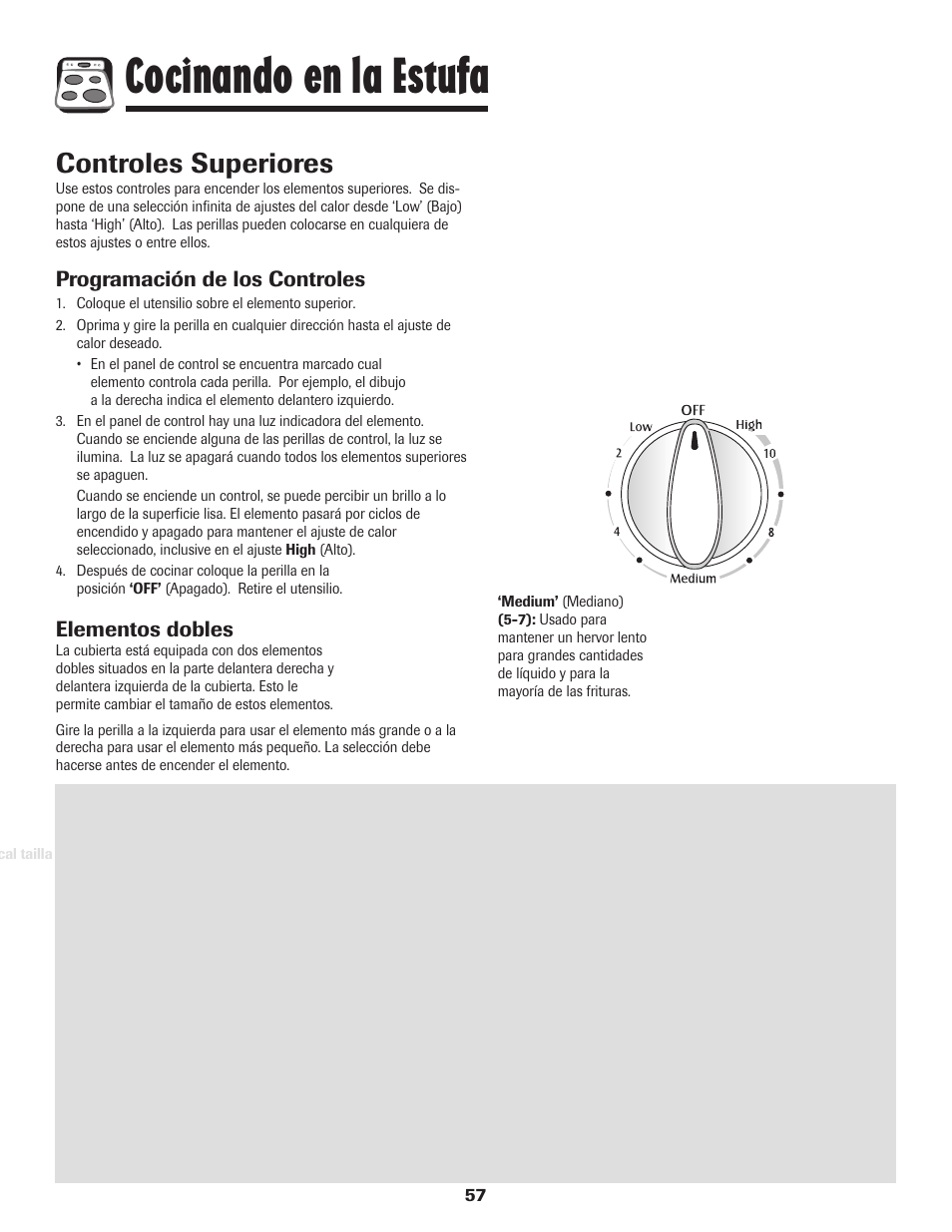 Cocinando en la estufa, Controles superiores | Maytag PER5750QAW User Manual | Page 58 / 80