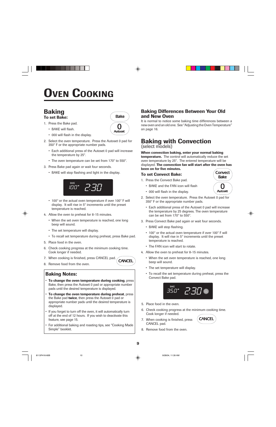 Ooking, Baking, Baking with convection | Maytag AES5730BAB User Manual | Page 10 / 92