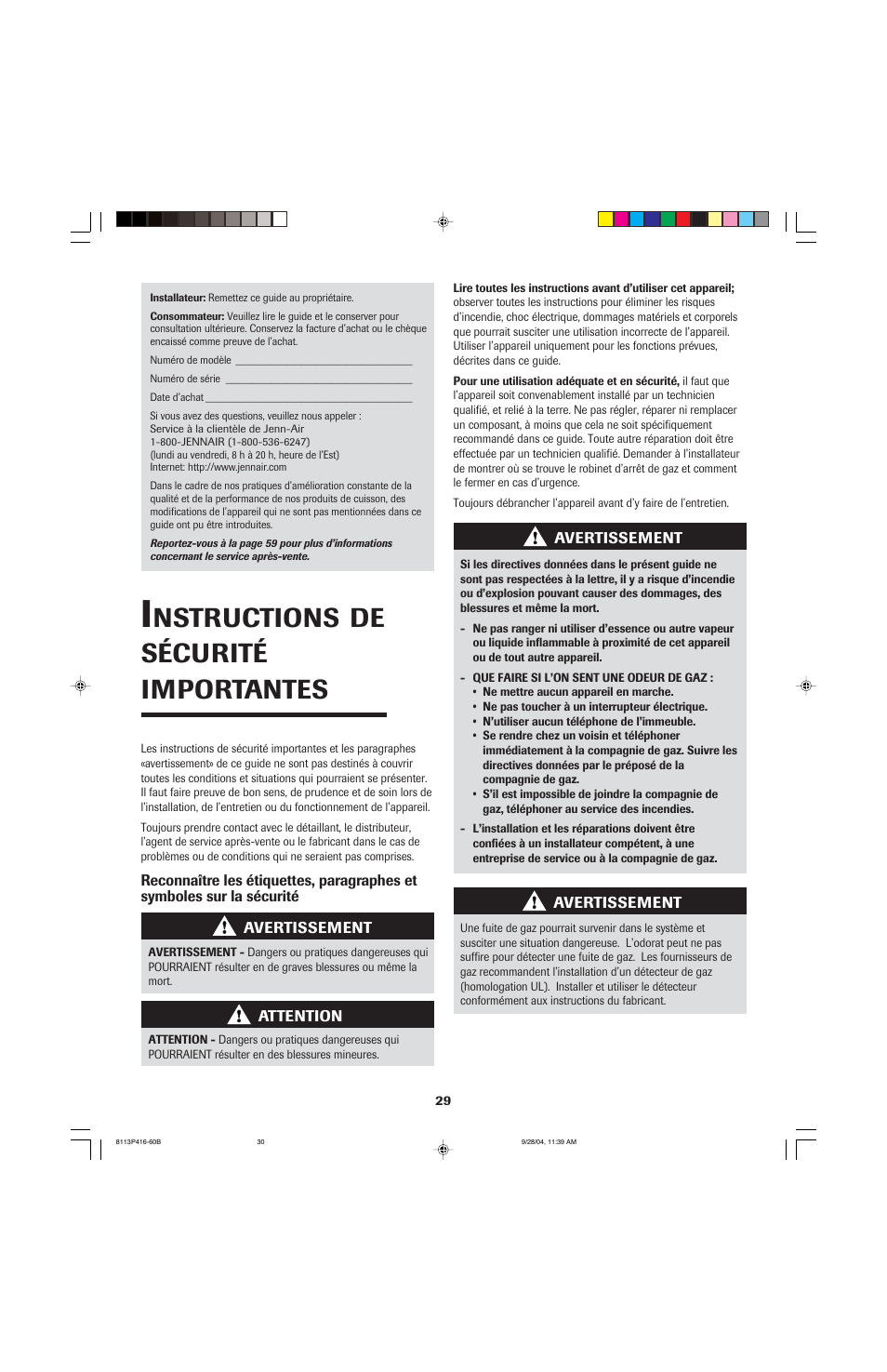 Nstructions, De sécurité importantes | Maytag AES5730BAB User Manual | Page 30 / 92