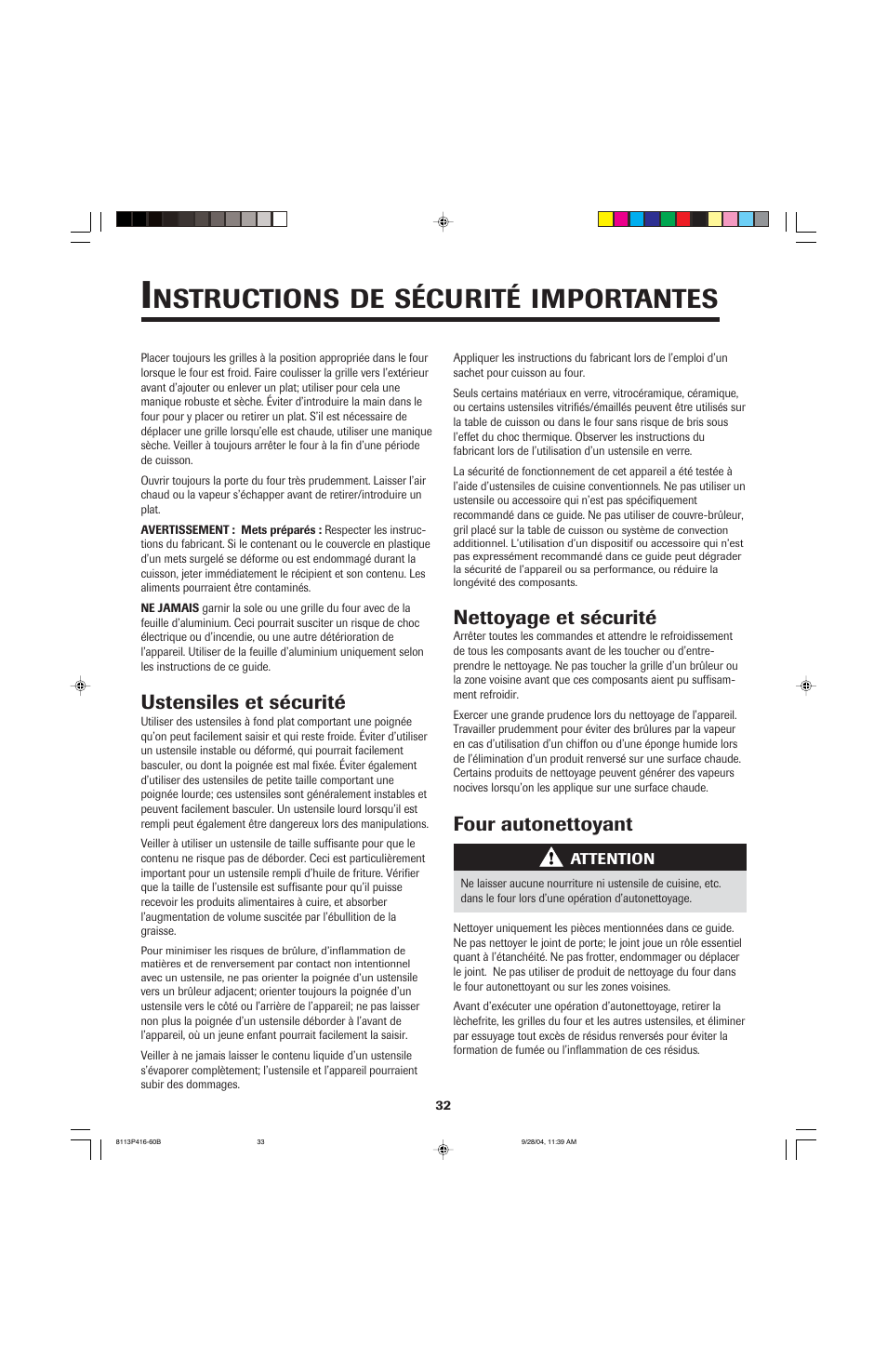 Nstructions, Sécurité, Importantes | Maytag AES5730BAB User Manual | Page 33 / 92