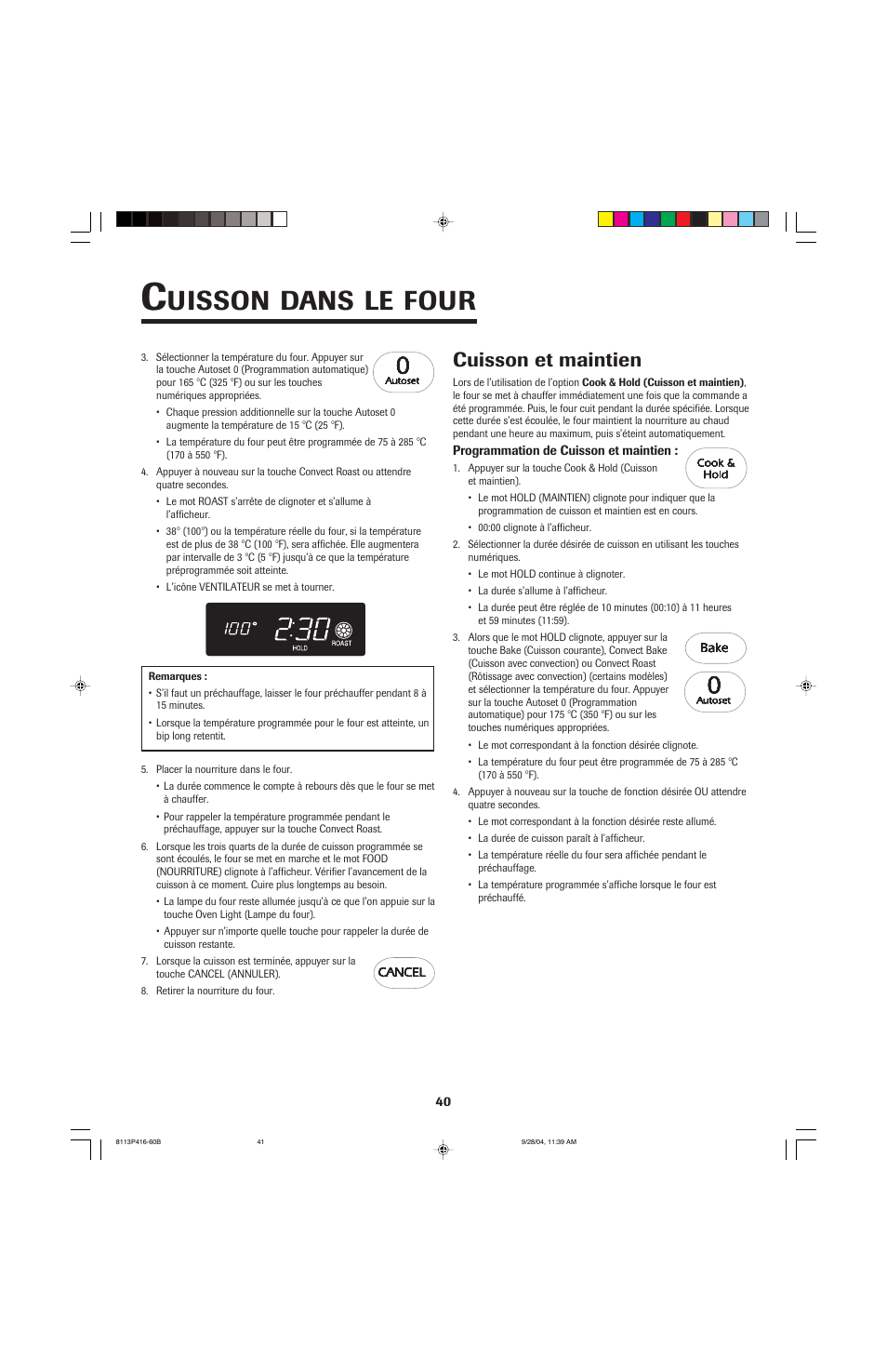 Uisson, Dans, Four | Cuisson et maintien | Maytag AES5730BAB User Manual | Page 41 / 92