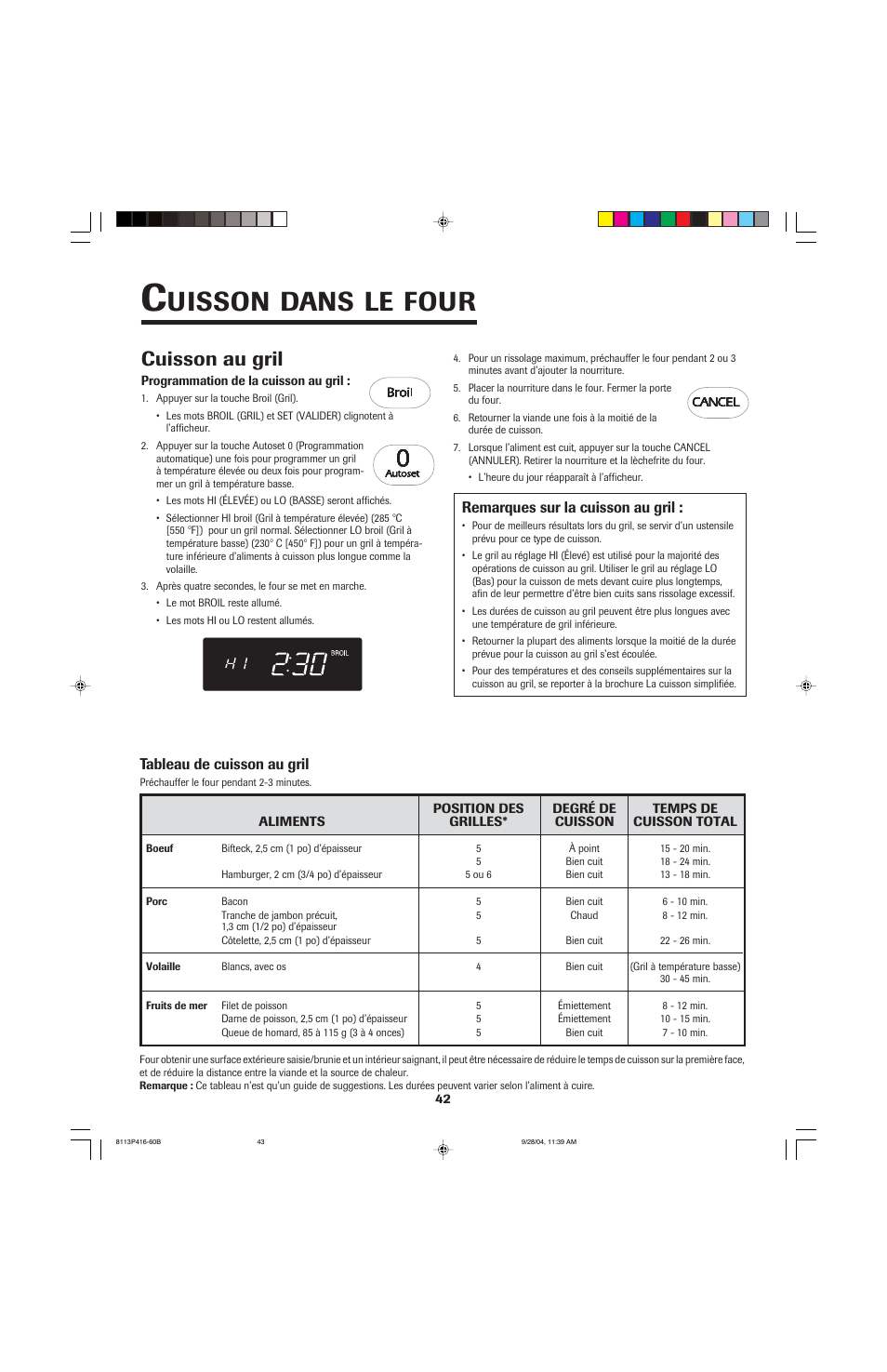 Uisson, Dans, Four | Cuisson au gril | Maytag AES5730BAB User Manual | Page 43 / 92
