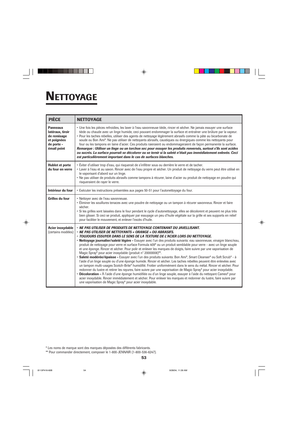 Ettoyage | Maytag AES5730BAB User Manual | Page 54 / 92