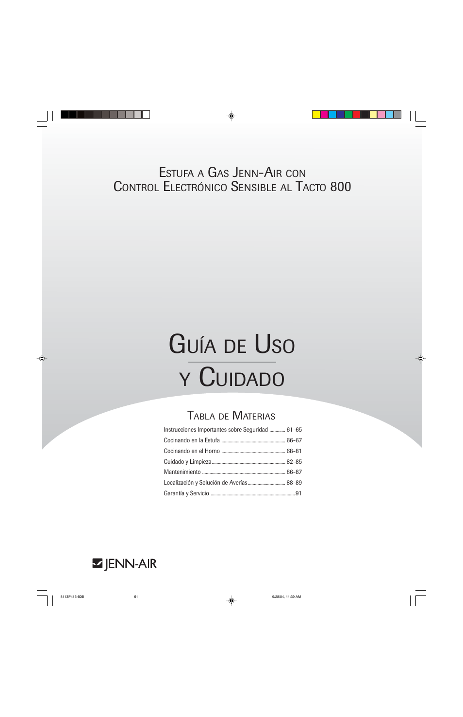 So y, Uidado | Maytag AES5730BAB User Manual | Page 61 / 92