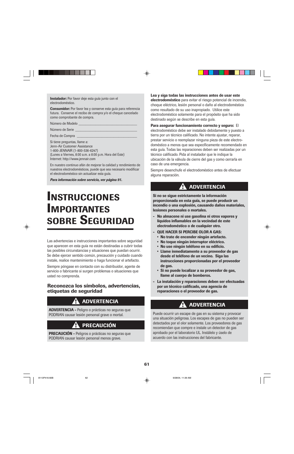 Nstrucciones, Mportantes sobre, Eguridad | Maytag AES5730BAB User Manual | Page 62 / 92