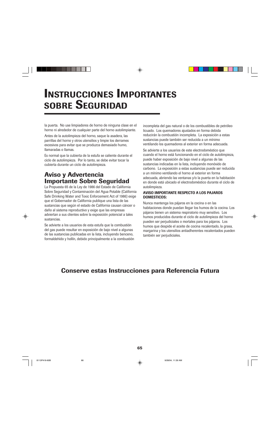 Nstrucciones, Mportantes sobre, Eguridad | Maytag AES5730BAB User Manual | Page 66 / 92