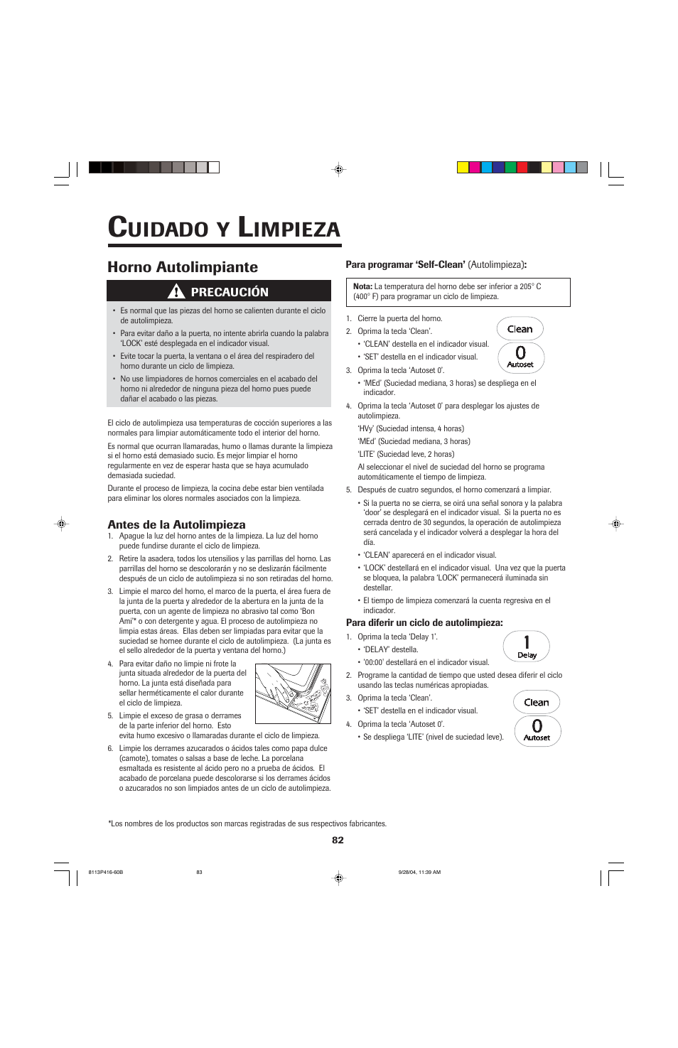Uidado, Impieza, Horno autolimpiante | Maytag AES5730BAB User Manual | Page 83 / 92