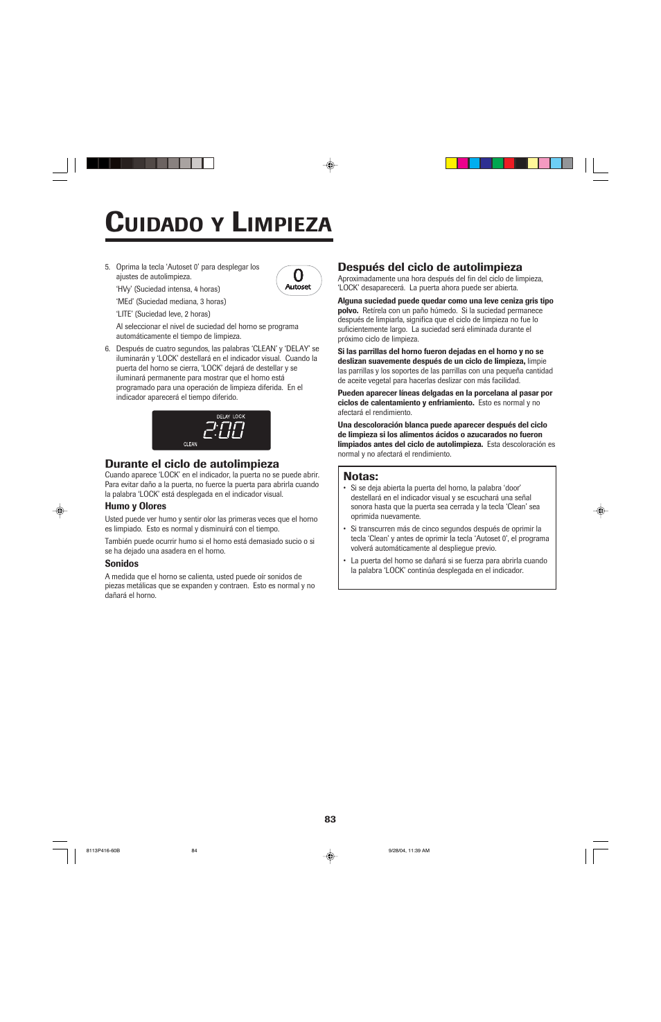 Uidado, Impieza | Maytag AES5730BAB User Manual | Page 84 / 92