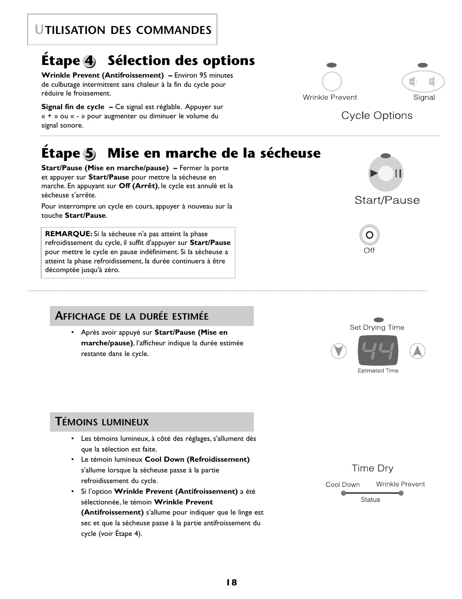 Tilisation des commandes | Maytag MD 68 User Manual | Page 19 / 36