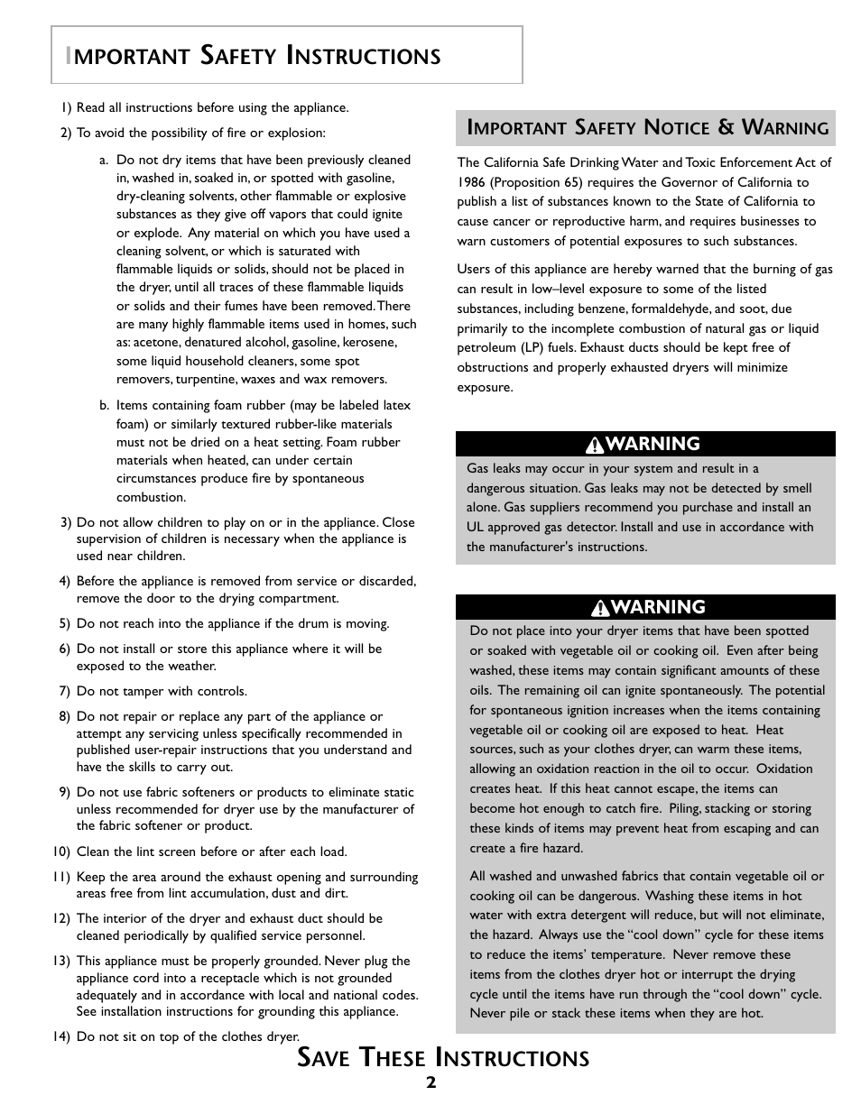 Hese, Nstructions, Mportant | Afety, Warning | Maytag MD 68 User Manual | Page 3 / 36