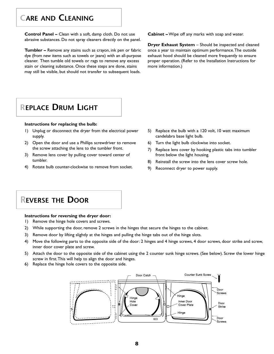 Are and, Leaning, Eplace | Ight, Everse the | Maytag MD 68 User Manual | Page 9 / 36