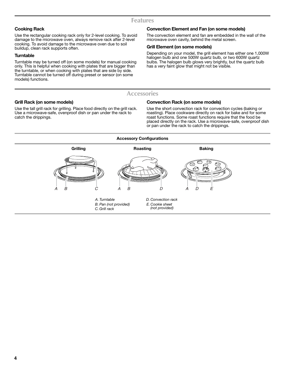 Features, Accessories | Maytag W10208080A User Manual | Page 4 / 8