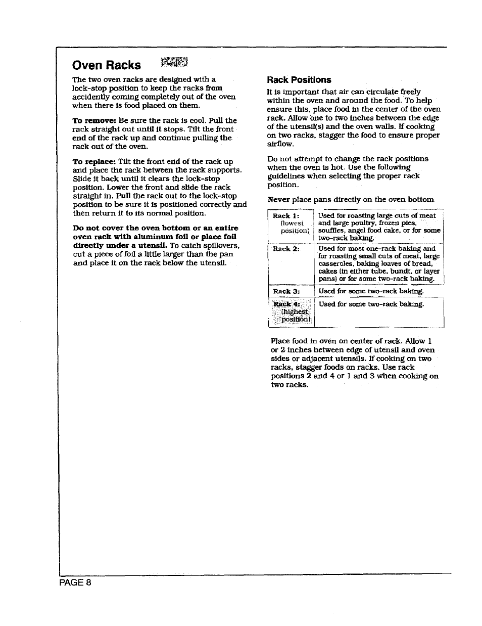 Oven racks | Maytag CWG3600 User Manual | Page 10 / 24