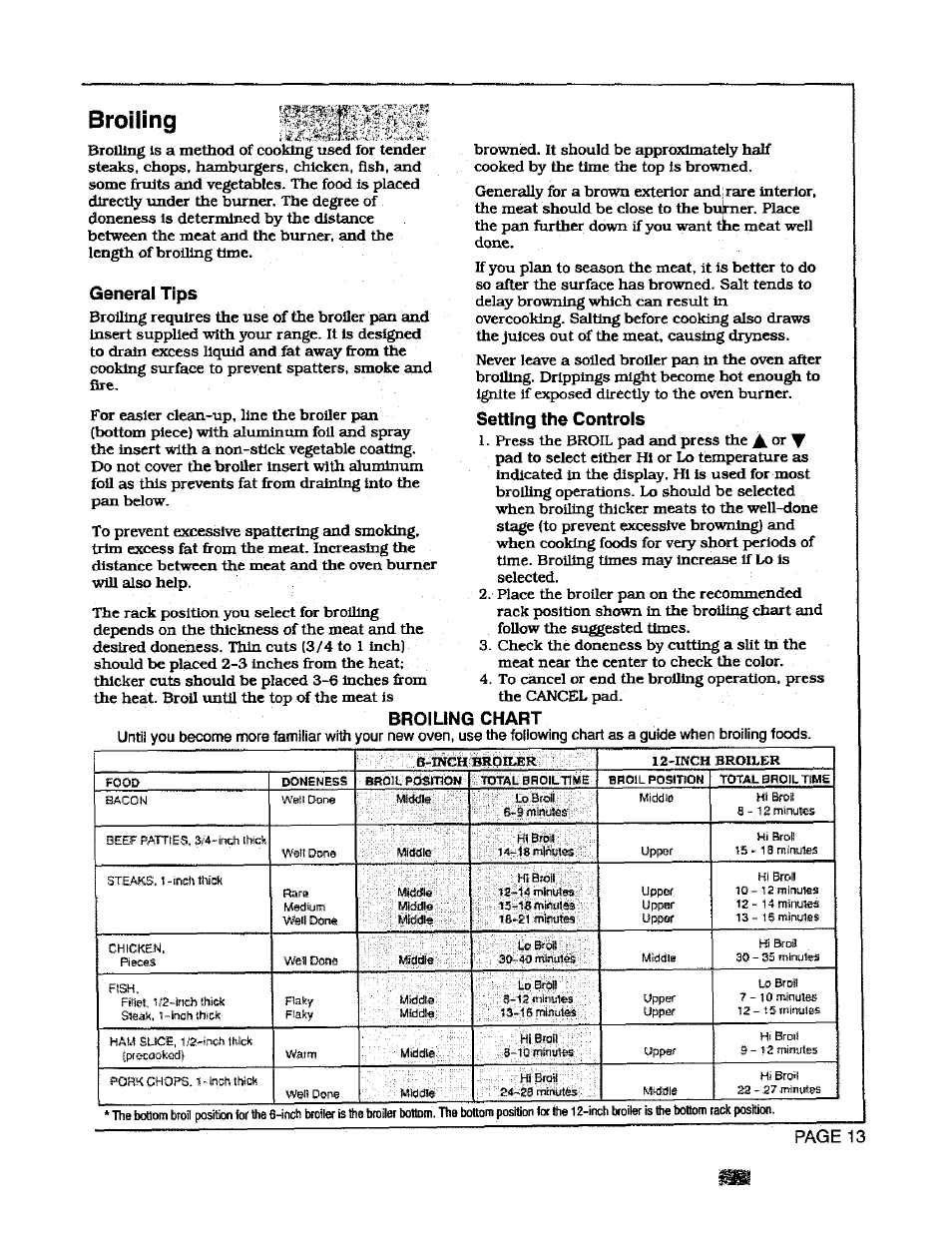 Broiling, Page 13, Ш ■ 4-z | Maytag CWG3600 User Manual | Page 15 / 24