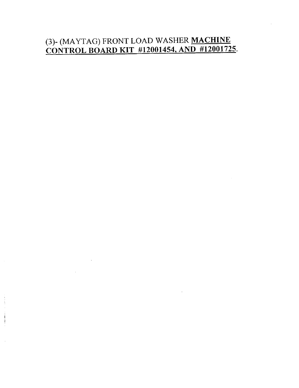 Maytag 12001725 User Manual | 2 pages
