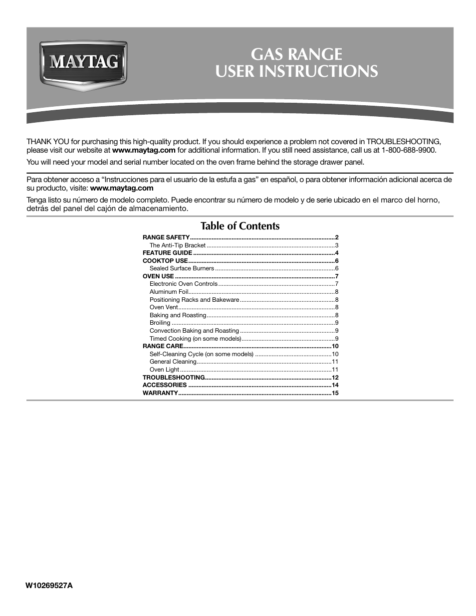 Maytag W10269530A User Manual | 16 pages