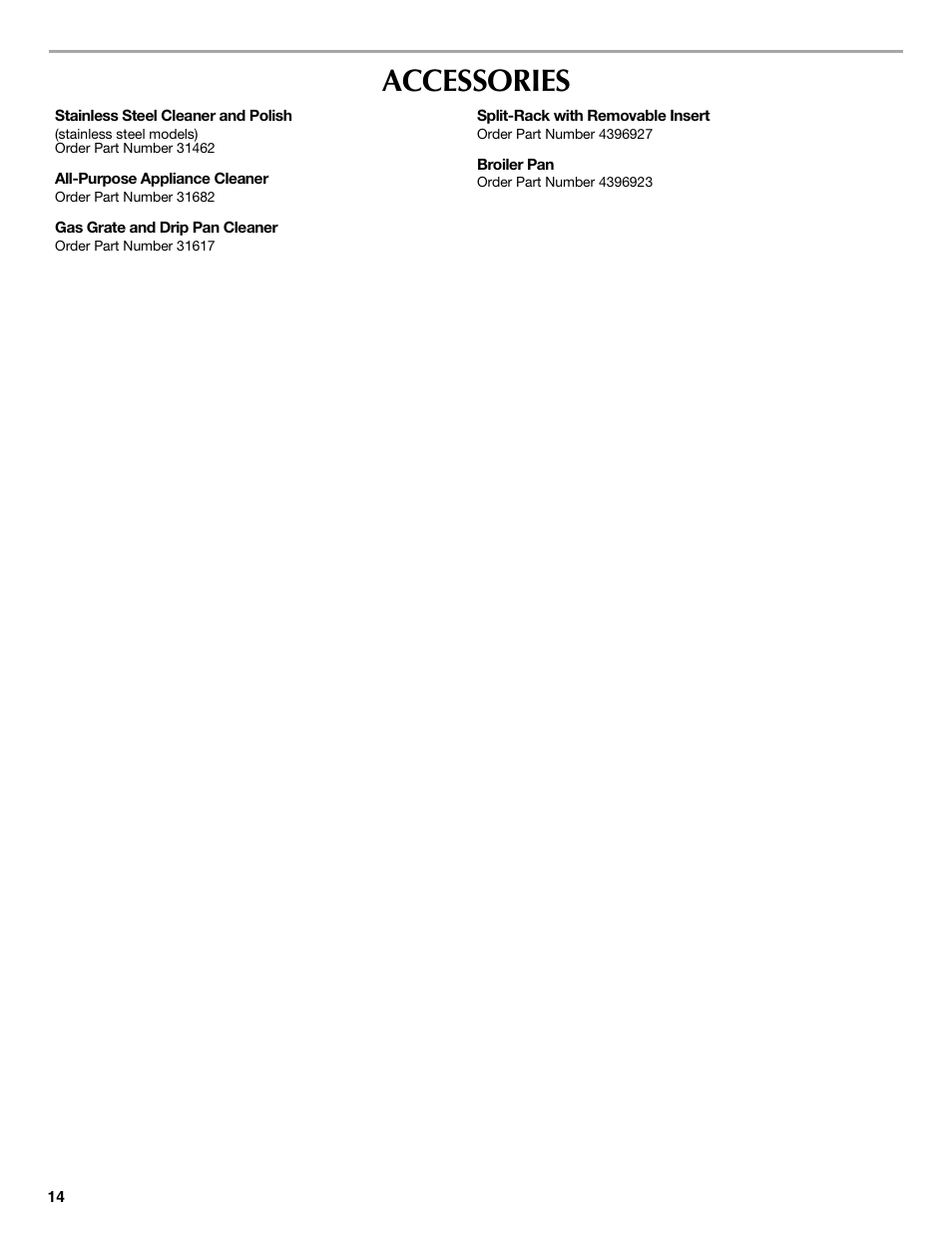 Accessories | Maytag W10269530A User Manual | Page 14 / 16