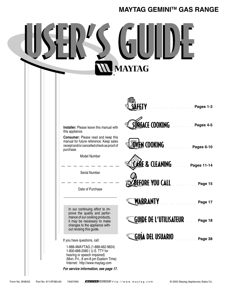 Maytag GEMINI User Manual | 56 pages
