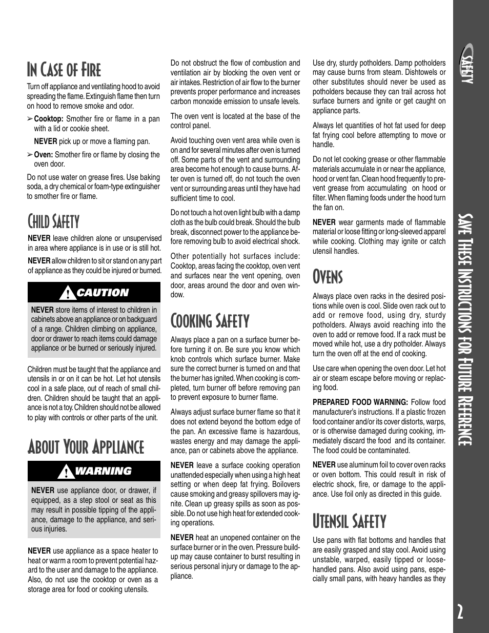 About your appliance, Cooking safety, Utensil safety | Ovens | Maytag GEMINI User Manual | Page 3 / 56