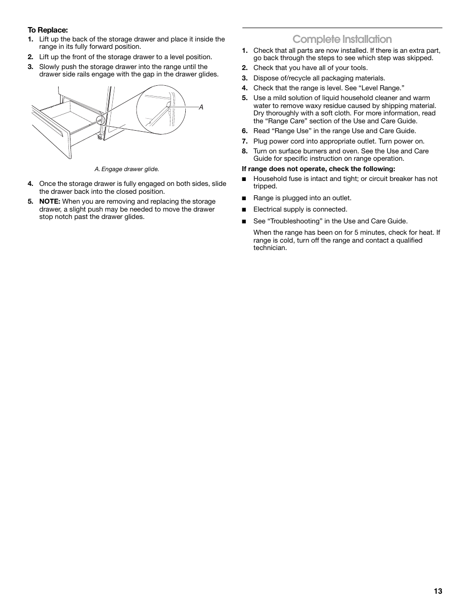 Complete installation | Maytag W10252706B User Manual | Page 13 / 16