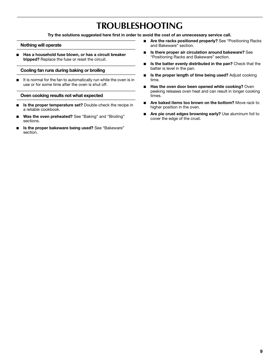 Troubleshooting | Maytag W10224167A User Manual | Page 9 / 12