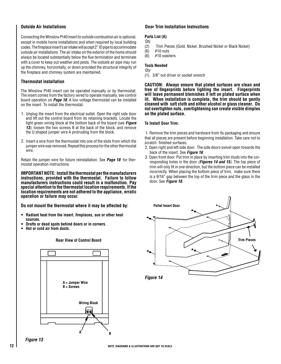 Pellet stove door trim pieces | Maytag WINSLOW PI40 User Manual | Page 12 / 36