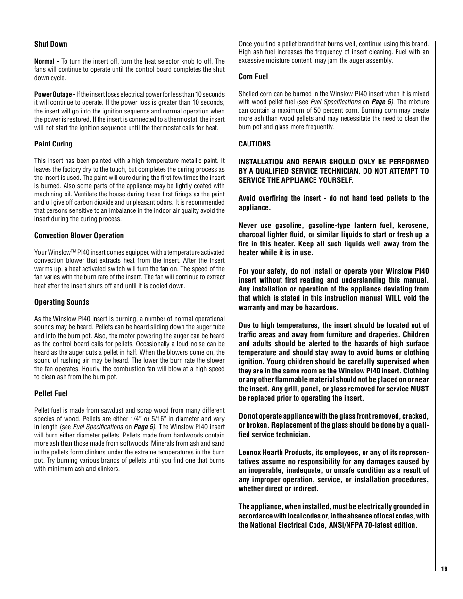 Maytag WINSLOW PI40 User Manual | Page 19 / 36