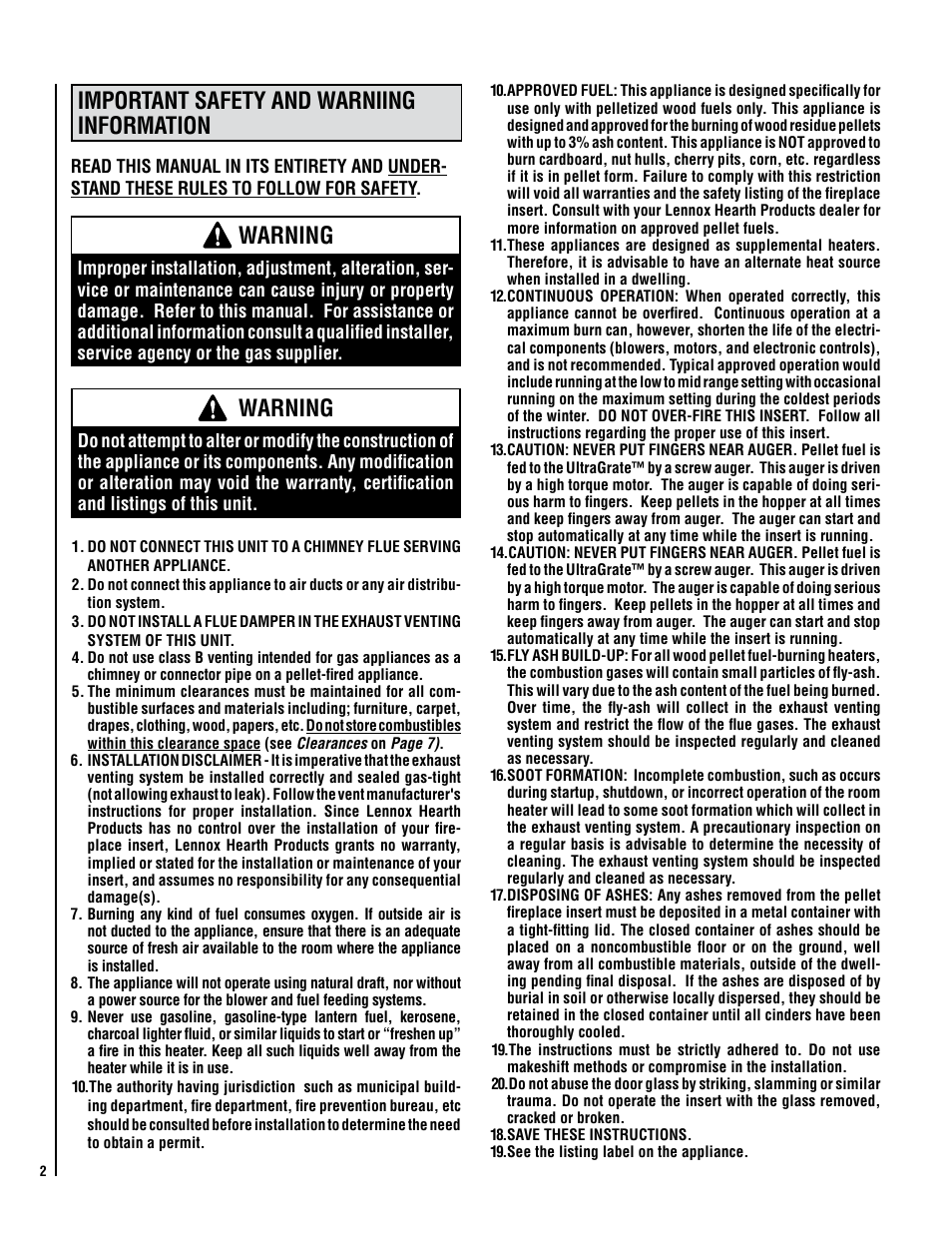 Important safety and warniing information, Warning | Maytag WINSLOW PI40 User Manual | Page 2 / 36