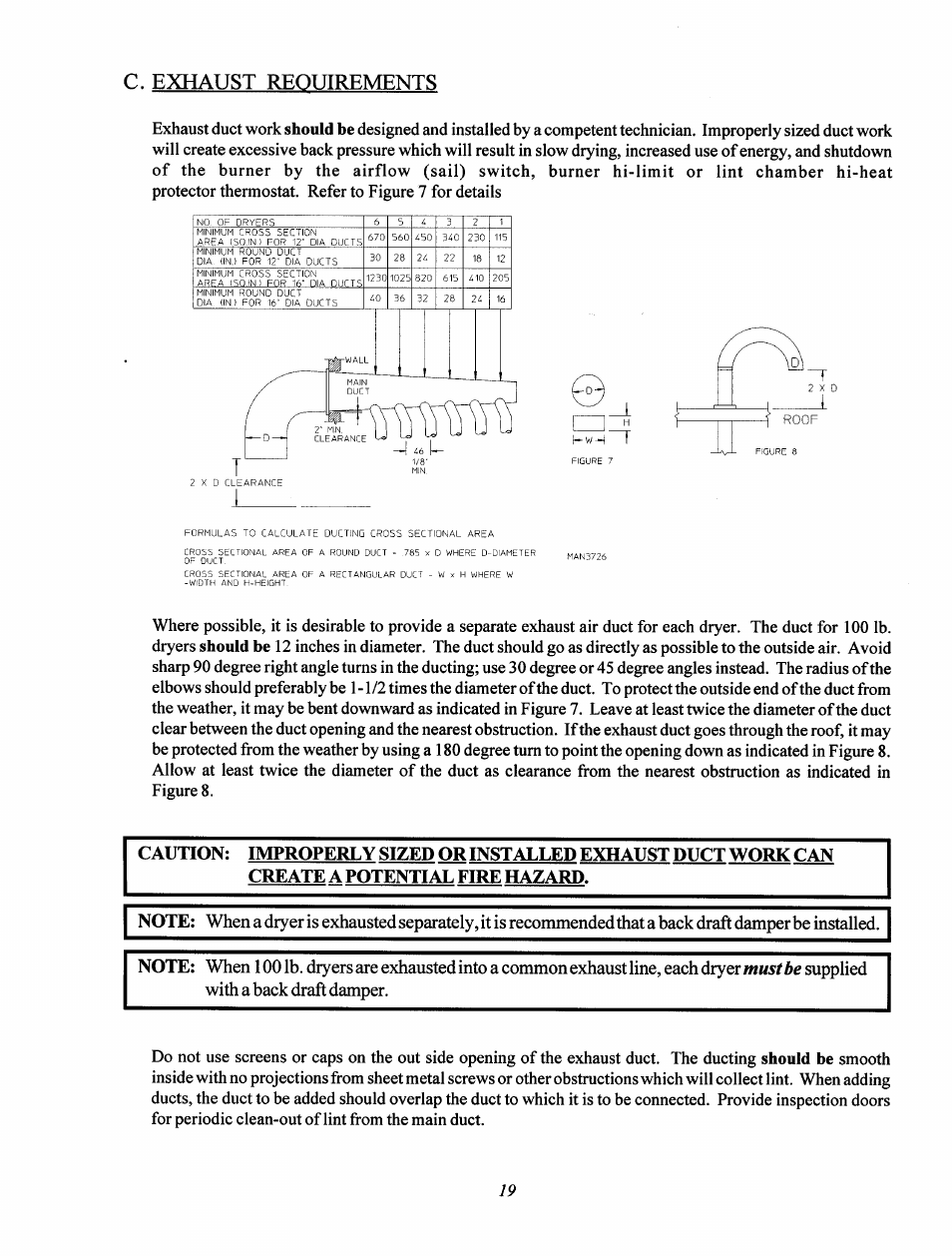 C. exhaust requirements | Maytag MC2 User Manual | Page 23 / 33