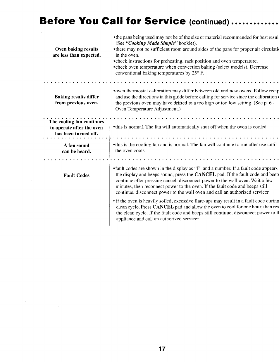 Before you cali for service, Continued) | Maytag IEW621 User Manual | Page 18 / 20