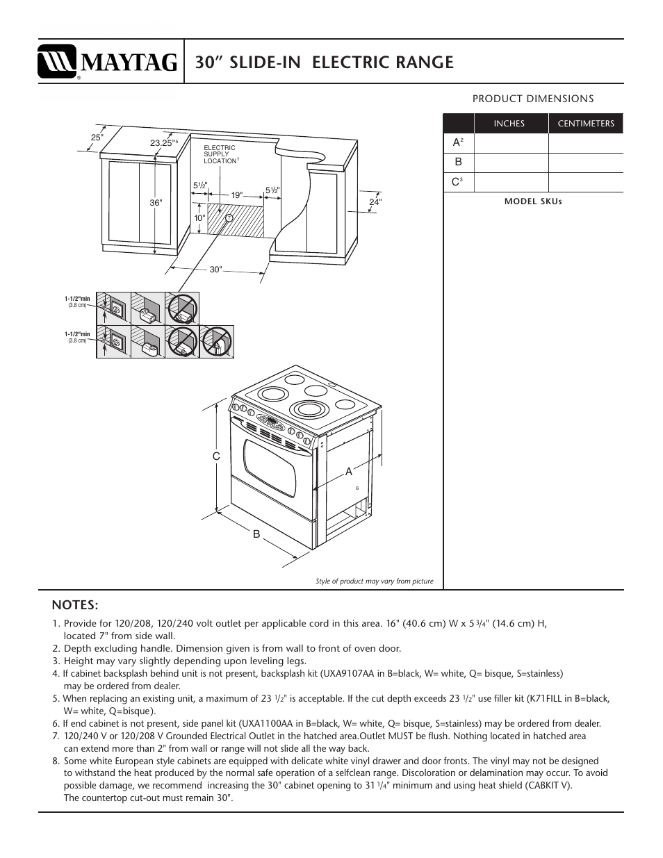 Maytag MES5875BAF User Manual | 1 page